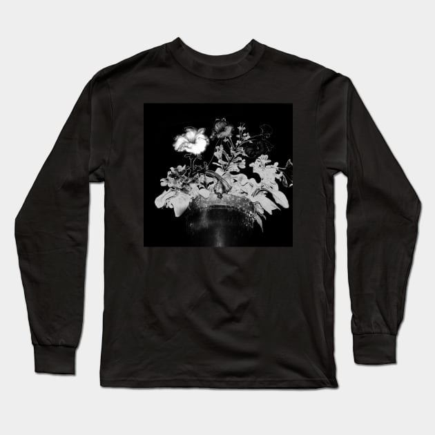 Black and white beautiful flower. Long Sleeve T-Shirt by DisaLoka